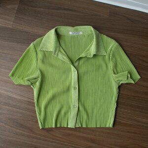 Green Shimmery Button Up